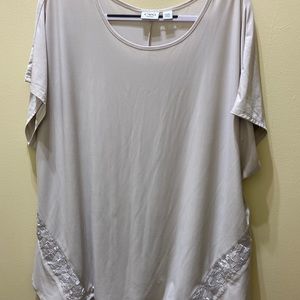 Cato flowy beige top plus size